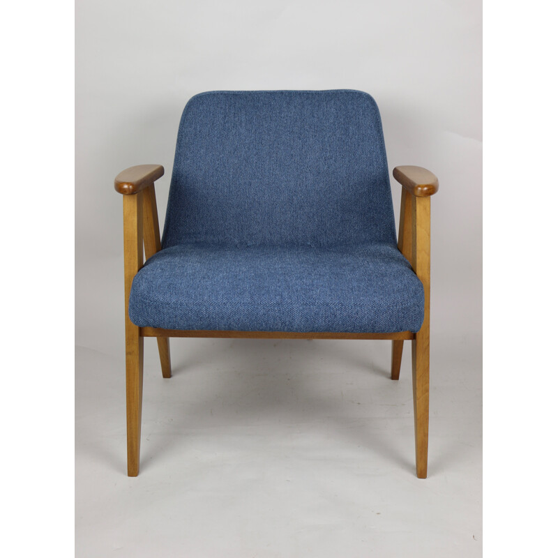 Vintage blue 366 Lounge Chair by Józef Chierowski 1970s