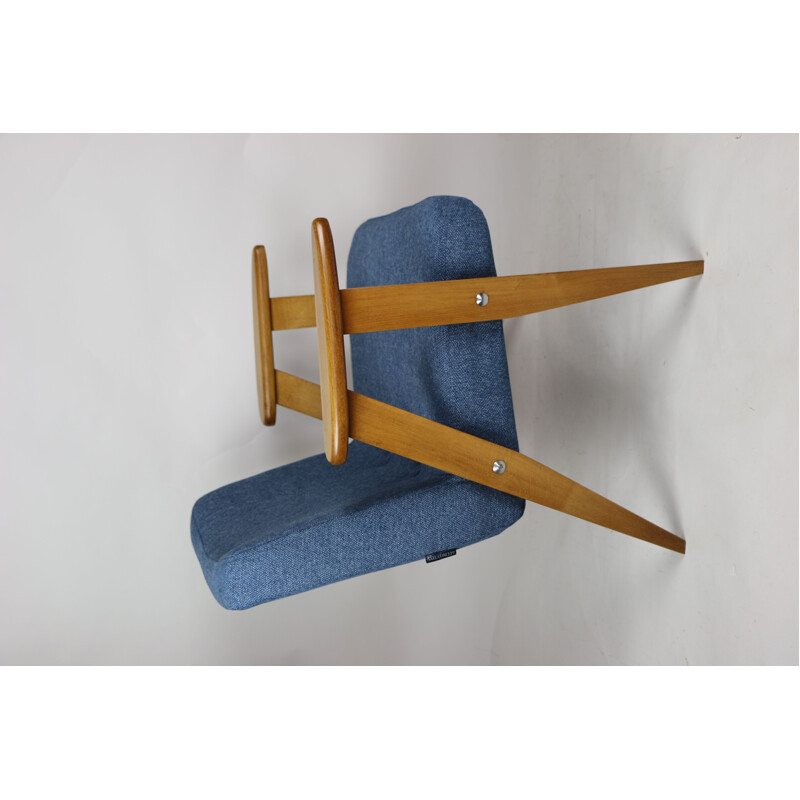 Vintage blue 366 Lounge Chair by Józef Chierowski 1970s