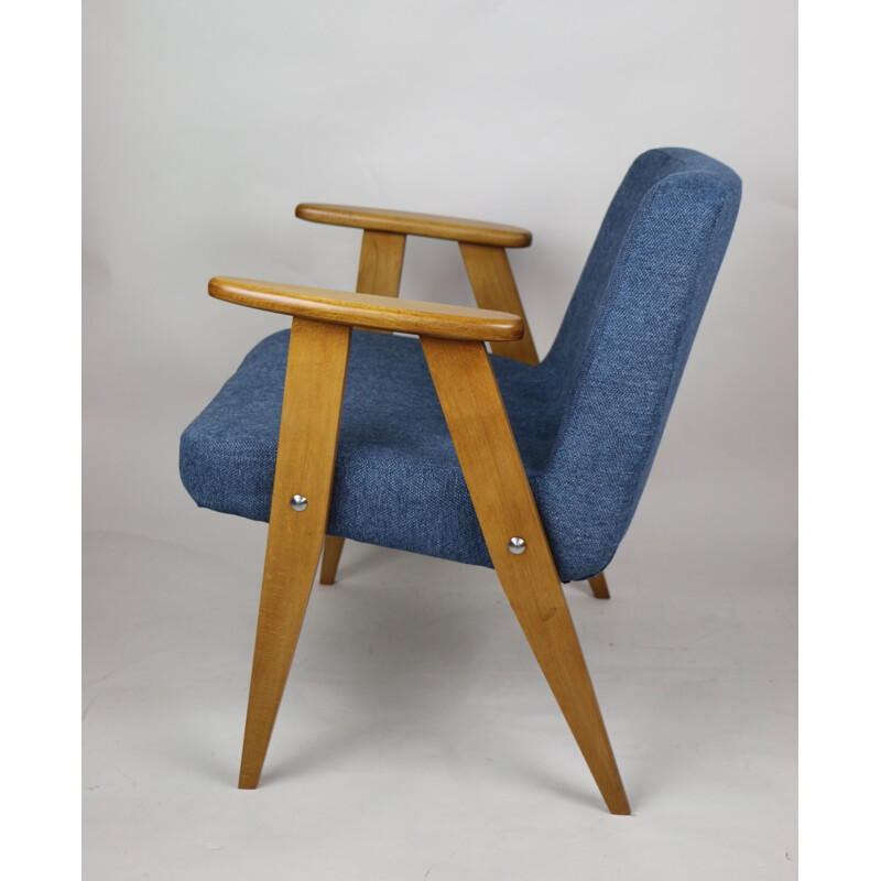Vintage blue 366 Lounge Chair by Józef Chierowski 1970s