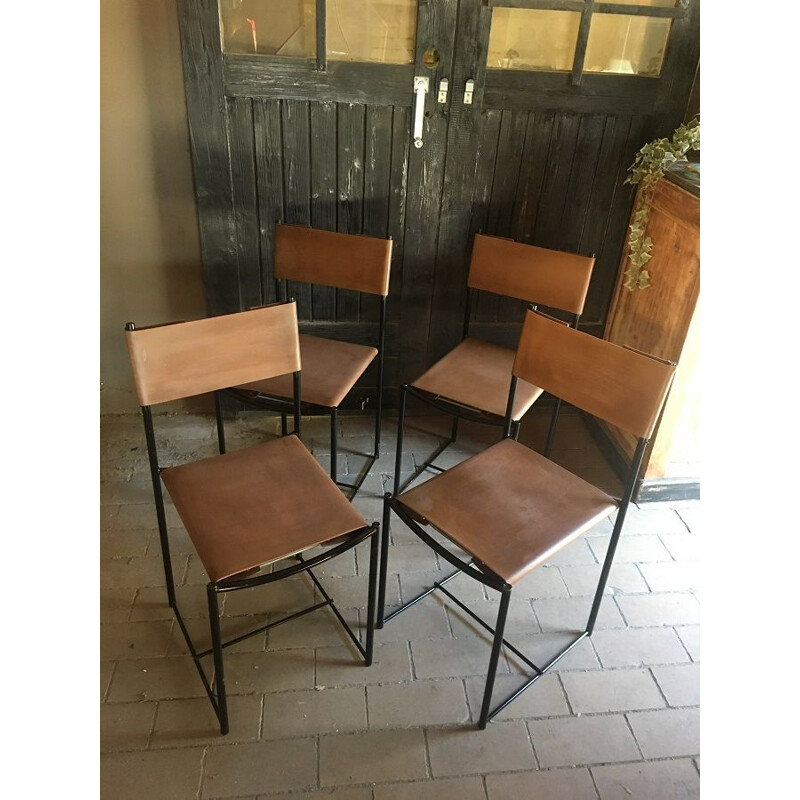 Lot de 4 chaises vintages par Giandomenico Belotti 1980