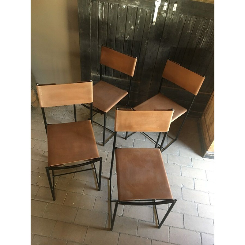 Lot de 4 chaises vintages par Giandomenico Belotti 1980