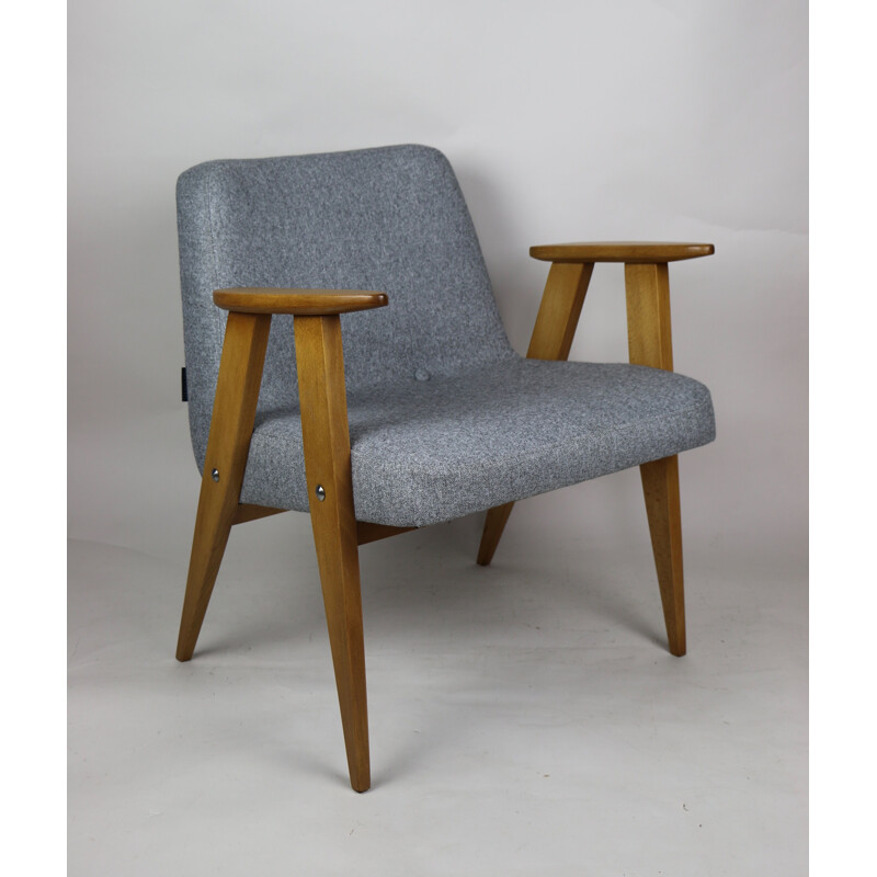 Vintage Grey 366 Lounge Chair by Józef Chierowski 1970s