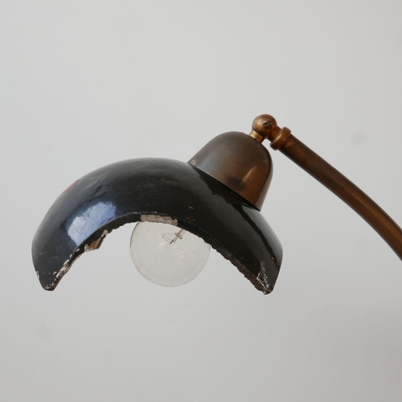 Vintage gebogen vloerlamp met kwik lampenkap, Nederland 1960
