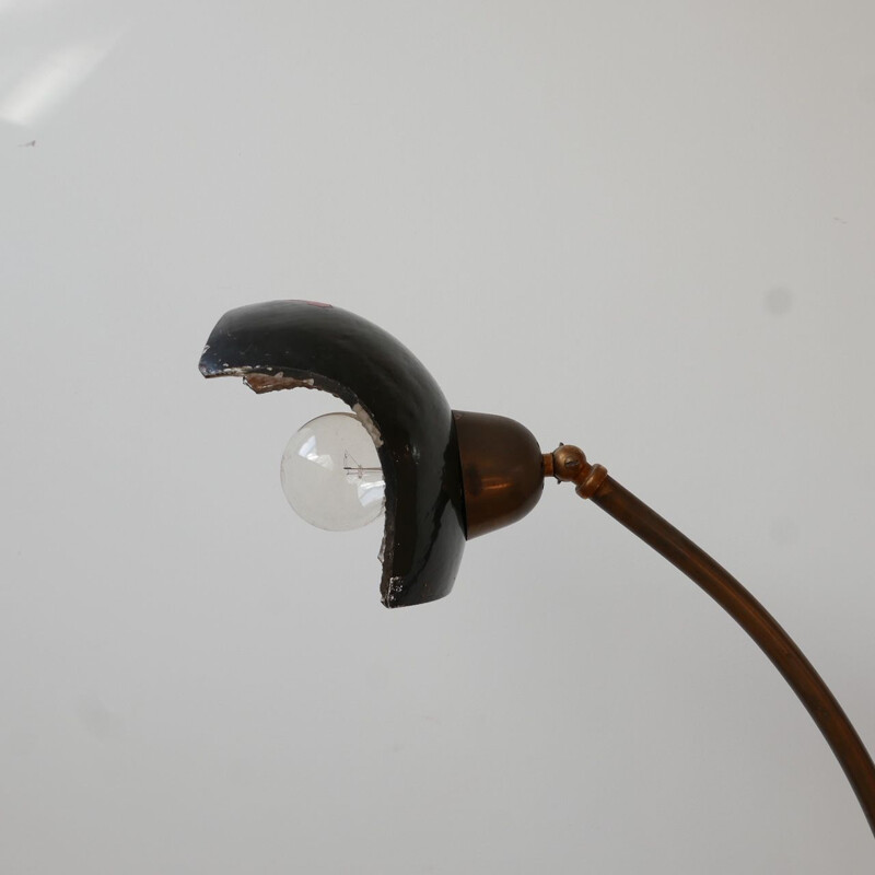 Vintage gebogen vloerlamp met kwik lampenkap, Nederland 1960