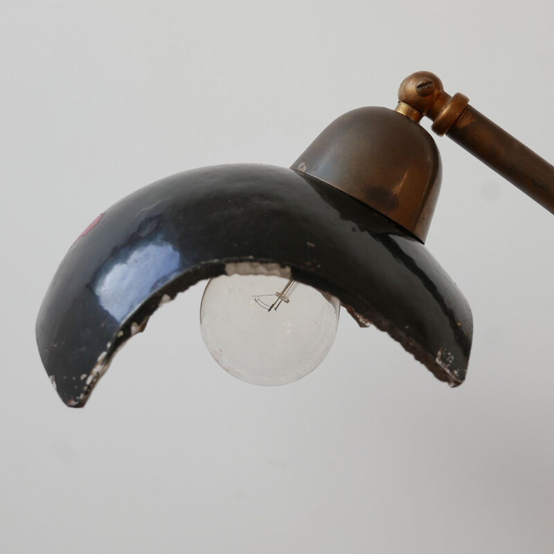 Lámpara de pie curvada vintage con pantalla de mercurio, Países Bajos 1960