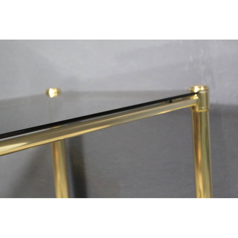 Vintage Smoked glass brass coffee table, Italy 1970s