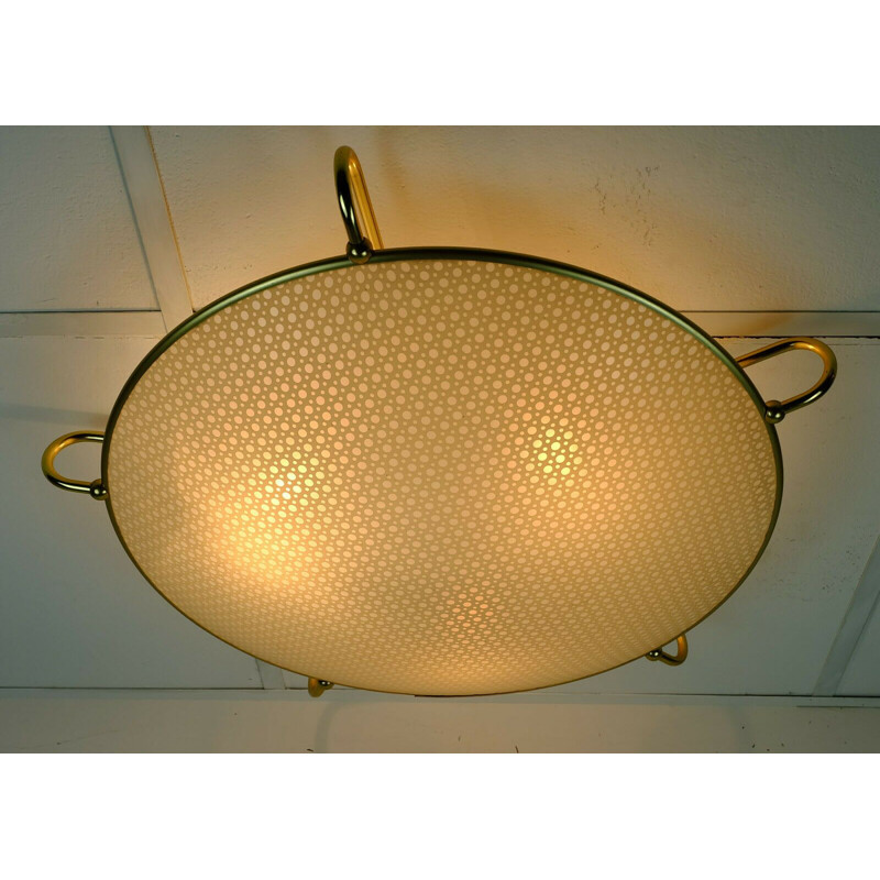 Large vintage erco flush mount ceiling light plastic alu bakelite 1950s