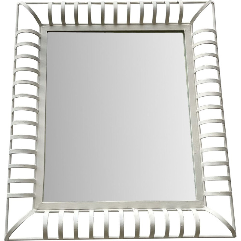 Vintage Industrial Style Rectangular Mirror with Metal Frame