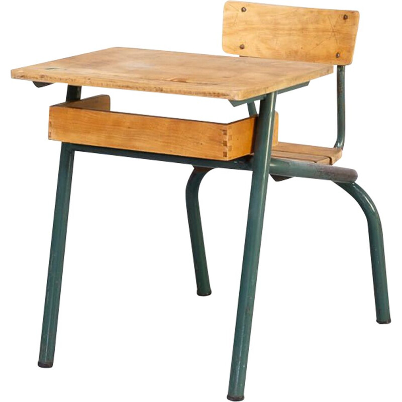 Vintage Metal and wooden schoolbench 1950s