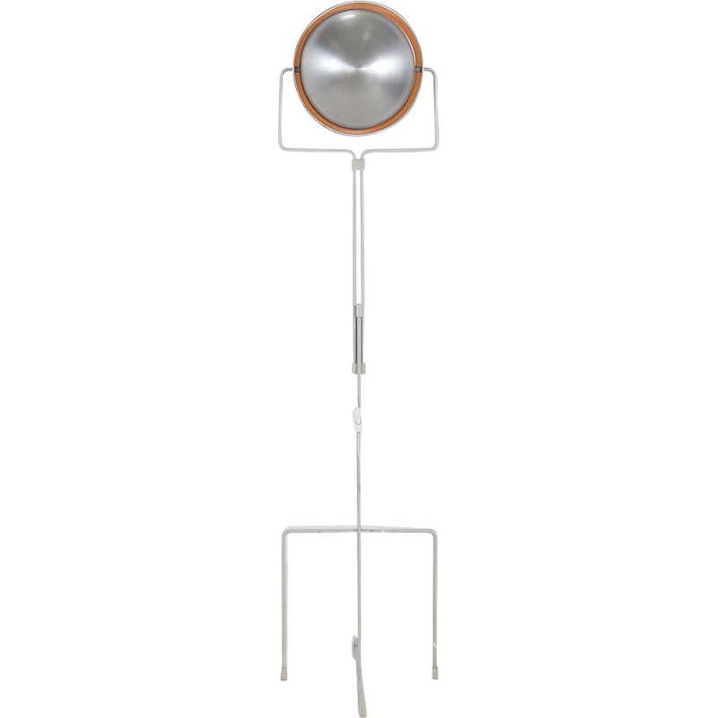 Vintage metal and aluminum floor lamp with eclipse base by E. Jelle Jelles for Raak Amsterdam, 1964