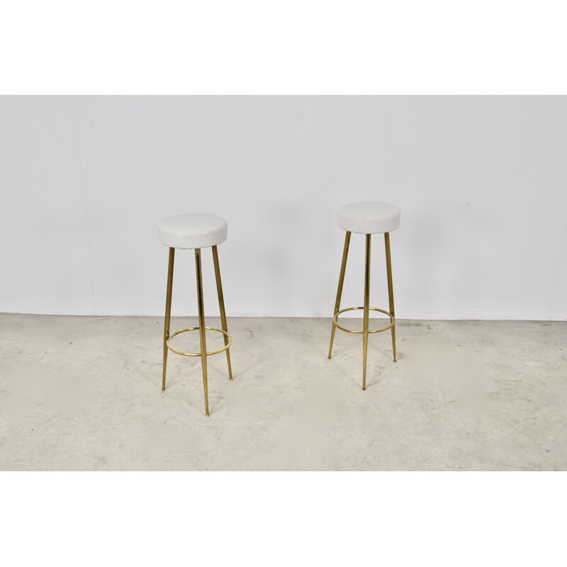 Vintage brass stool, Italian 1960s