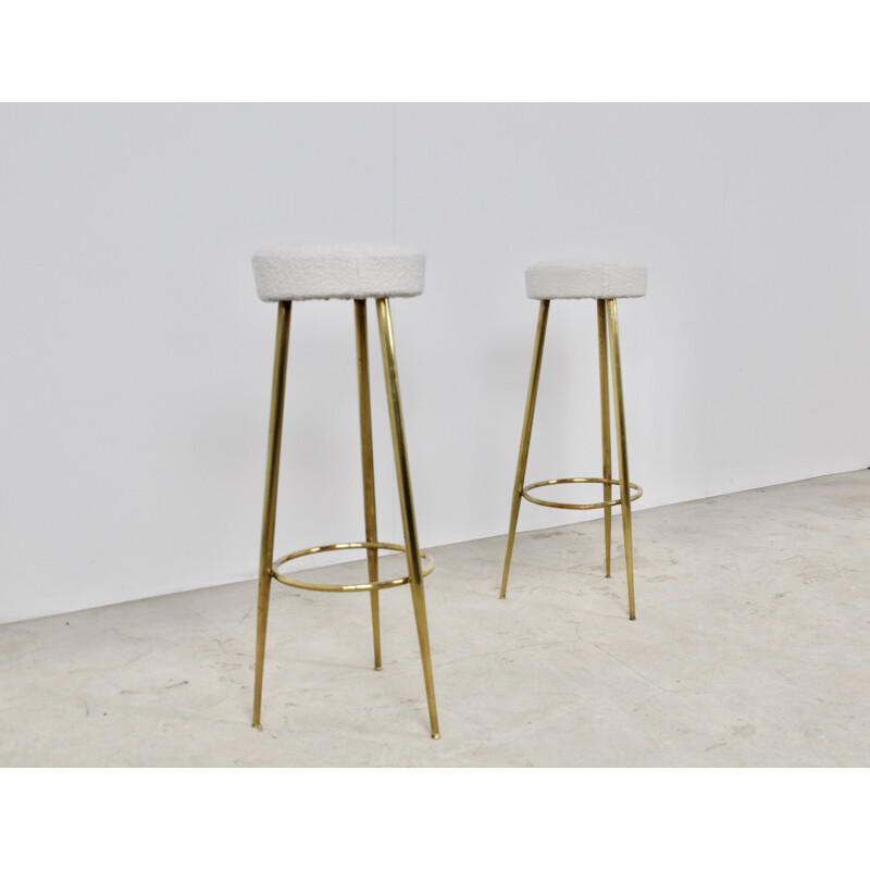 Vintage brass stool, Italian 1960s