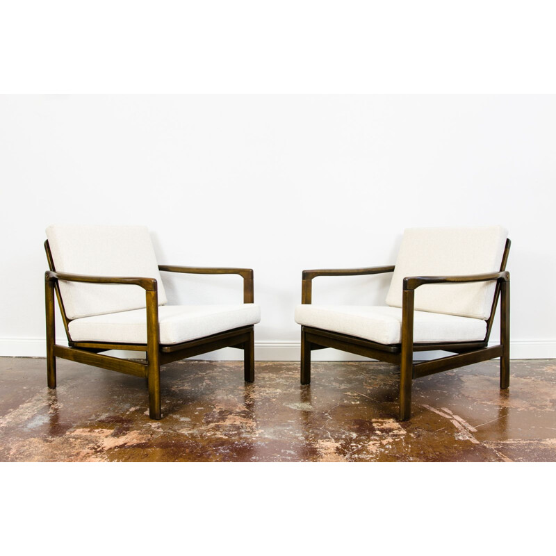 Pair of vintage B-7522 armchairs by Zenon Bączyk, Poland 1960s