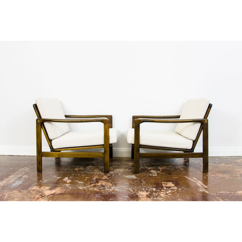 Pair of vintage B-7522 armchairs by Zenon Bączyk, Poland 1960s