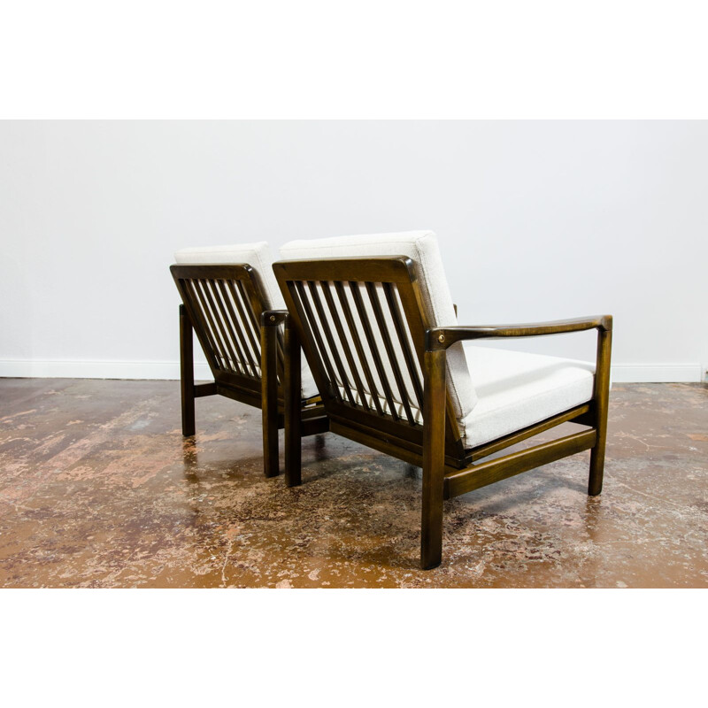 Pair of vintage B-7522 armchairs by Zenon Bączyk, Poland 1960s