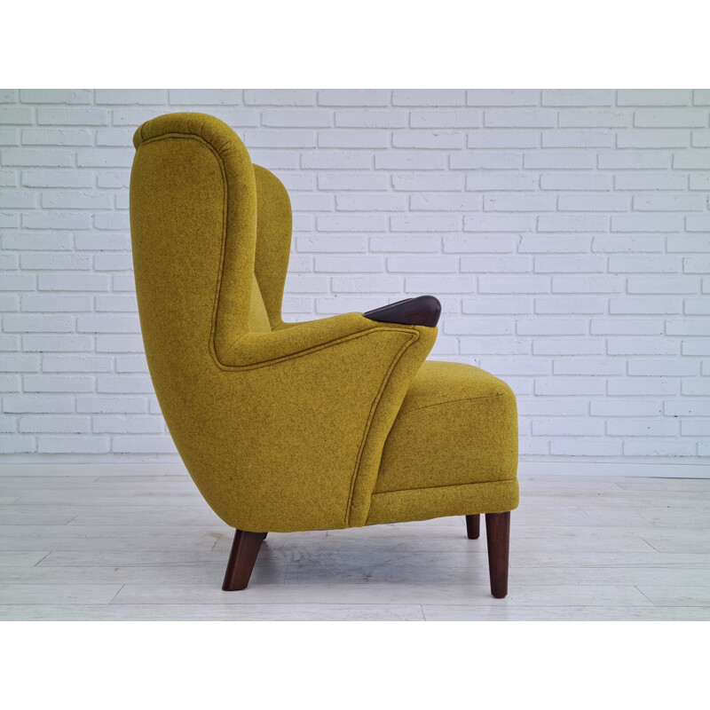 Vintage armchair with stool furniture wool, Danish 1960s