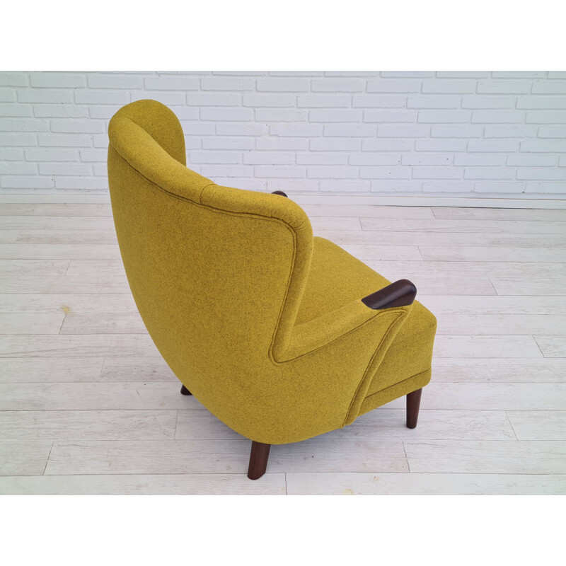 Vintage armchair with stool furniture wool, Danish 1960s