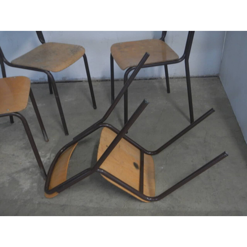 Chaise vintage d'école en hêtre 1960