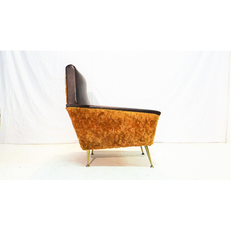 Pair of Italian brown armchairs - 1950s