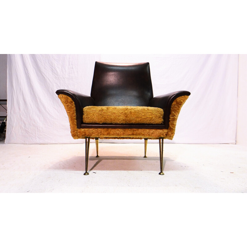 Pair of Italian brown armchairs - 1950s