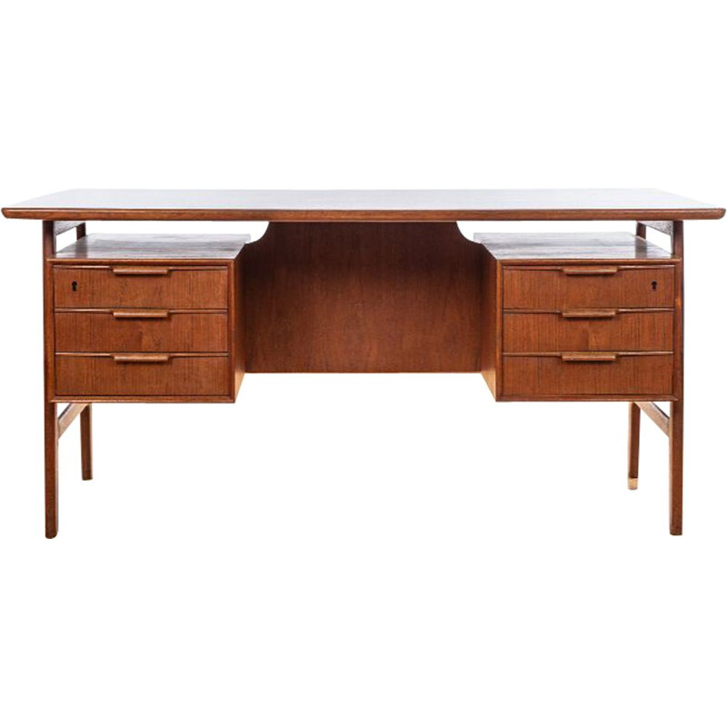 Vintage Model 75 Desk in Teak by Gunni Omann 1960s