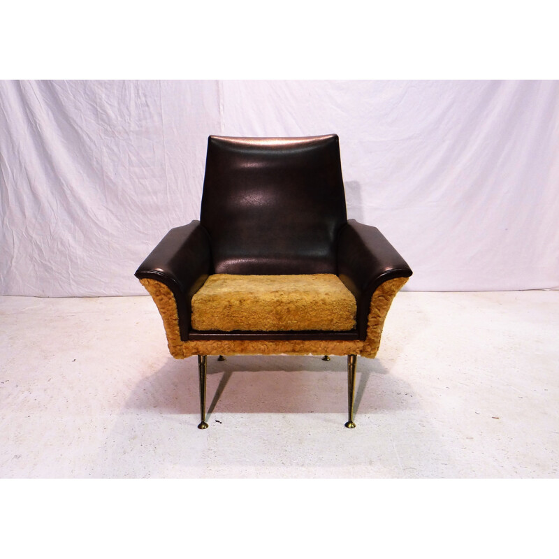 Pair of Italian brown armchairs - 1950s