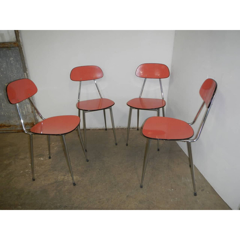 Vintage red formica chair 1970s