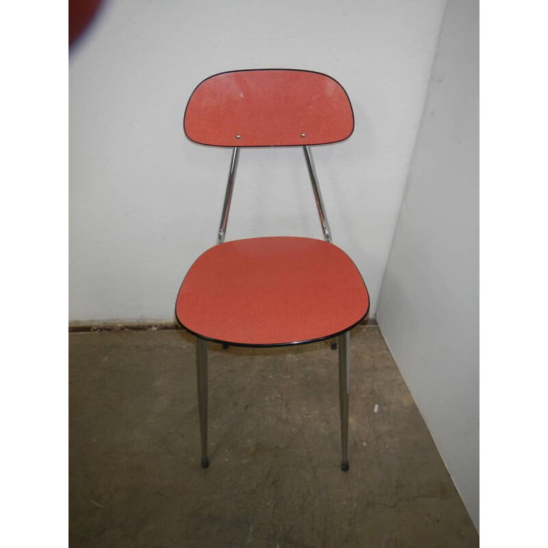 Chaise vintage rouge en formica 1970