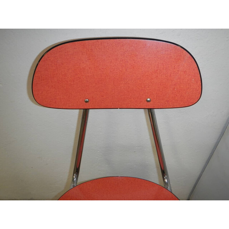 Chaise vintage rouge en formica 1970