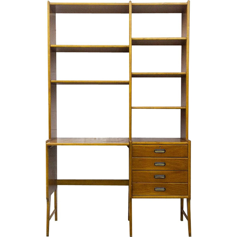 Vintage Teak Desk with Bookcase 1950s