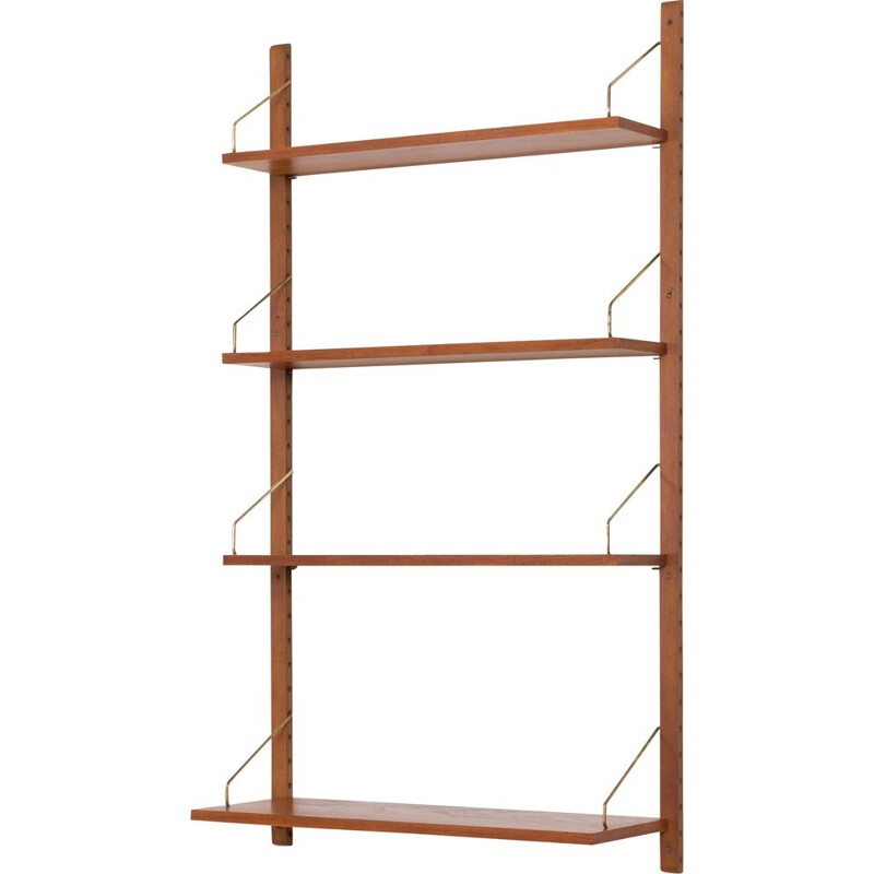 Vintage wall unit shelving with 4 shelves by Poul Cadovius, Danish 1960s