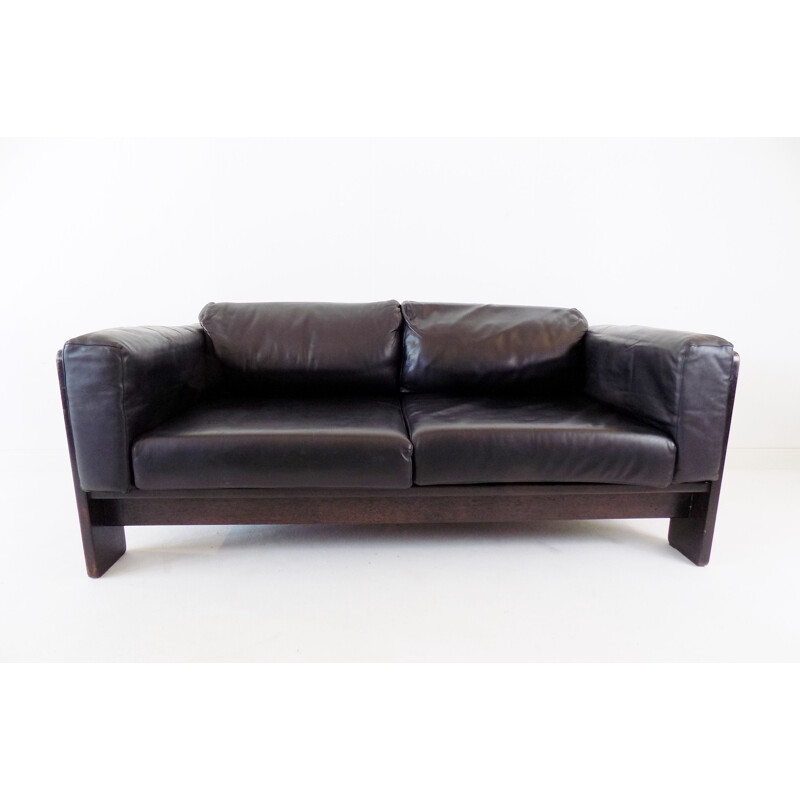 Vintage Gavina Knoll Bastiano 2 seater leather sofa by Afra & Tobia Scarpa 1960s