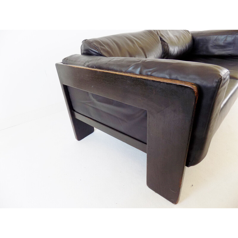 Vintage Gavina Knoll Bastiano 2 seater leather sofa by Afra & Tobia Scarpa 1960s