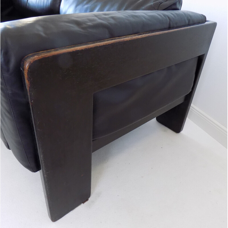 Vintage Gavina Knoll Bastiano 2 seater leather sofa by Afra & Tobia Scarpa 1960s
