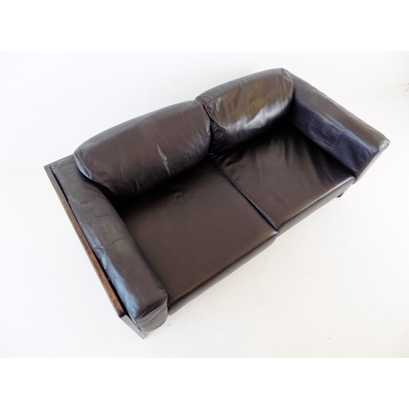 Vintage Gavina Knoll Bastiano 2 seater leather sofa by Afra & Tobia Scarpa 1960s