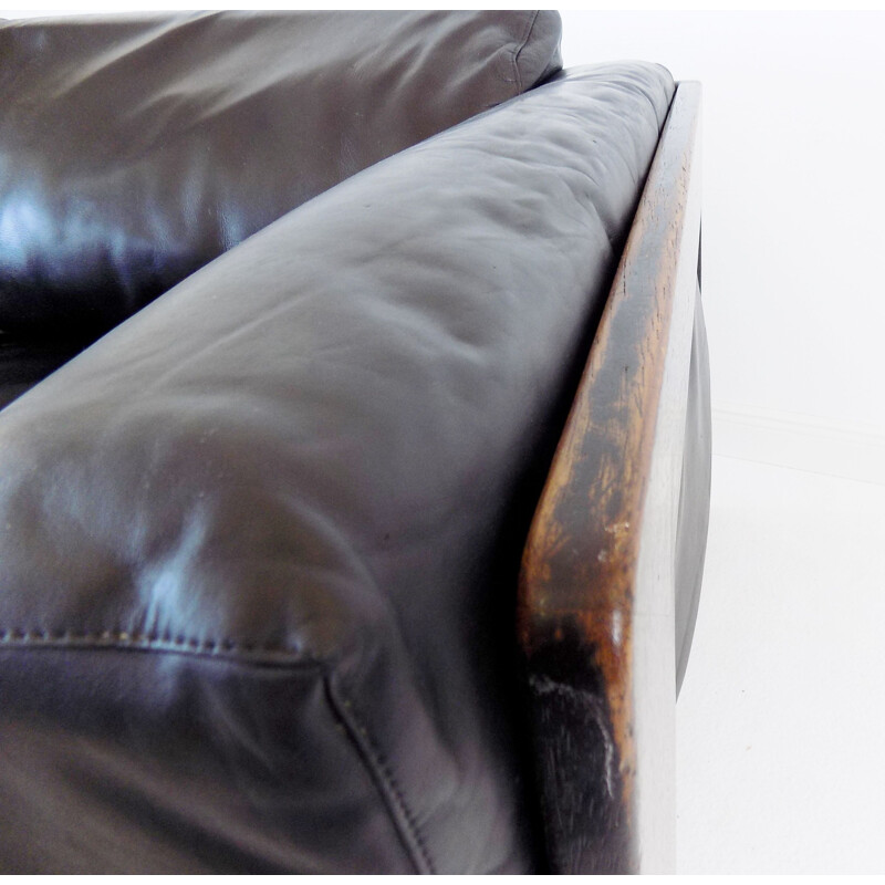 Vintage Gavina Knoll Bastiano 2 seater leather sofa by Afra & Tobia Scarpa 1960s