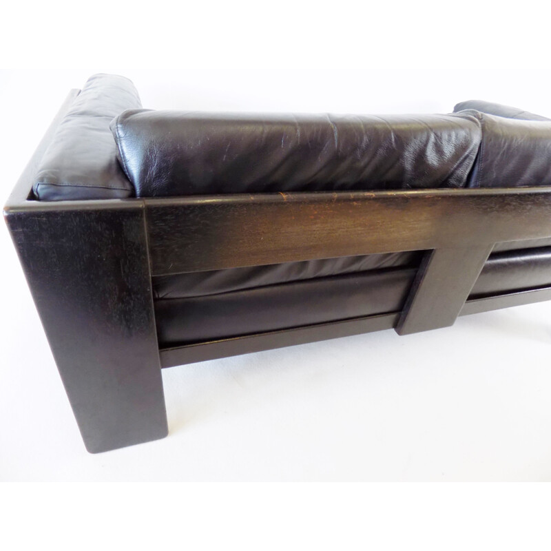 Vintage Gavina Knoll Bastiano 2 seater leather sofa by Afra & Tobia Scarpa 1960s