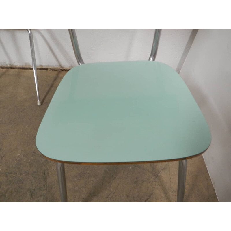 Set of 6 vintage green formica chairs 1950s