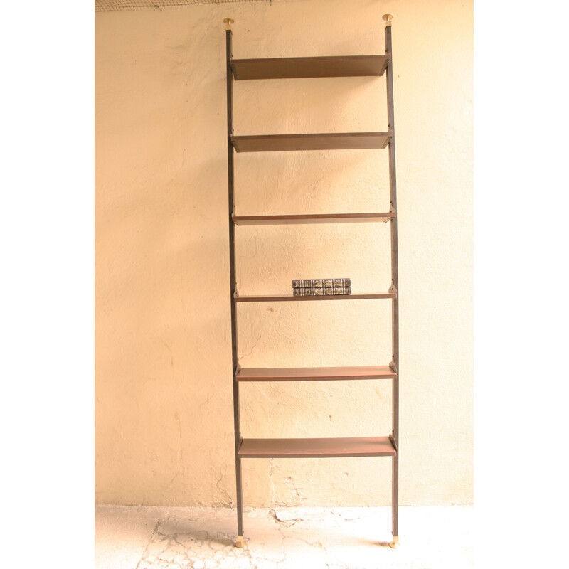 Vintage brass metal bookcase, 1950