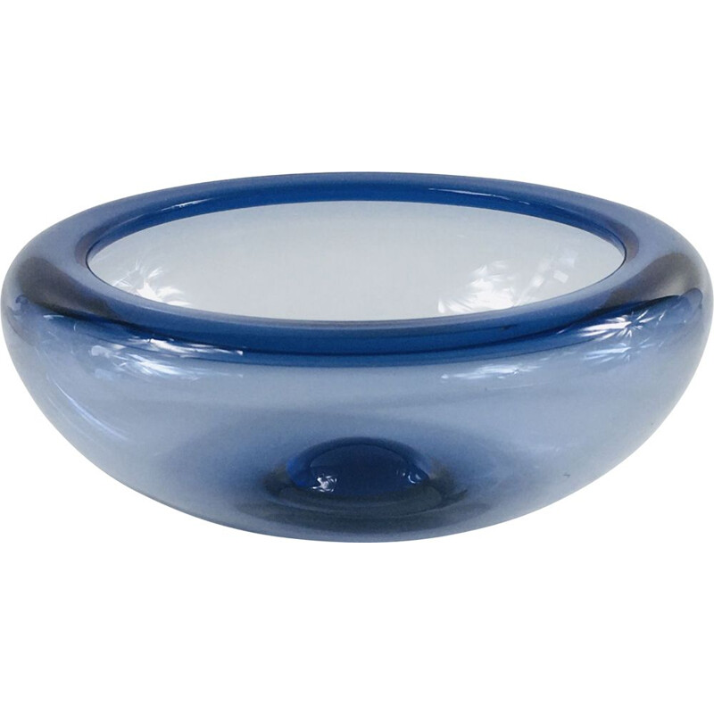 Vintage Sapphire Blue "Provence" Glass Bowl by Per Lütken for Holmegaard, Denmark 1950s