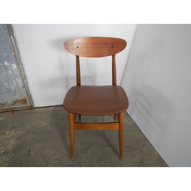 Einfacher Vintage-Stuhl aus Buche 1960