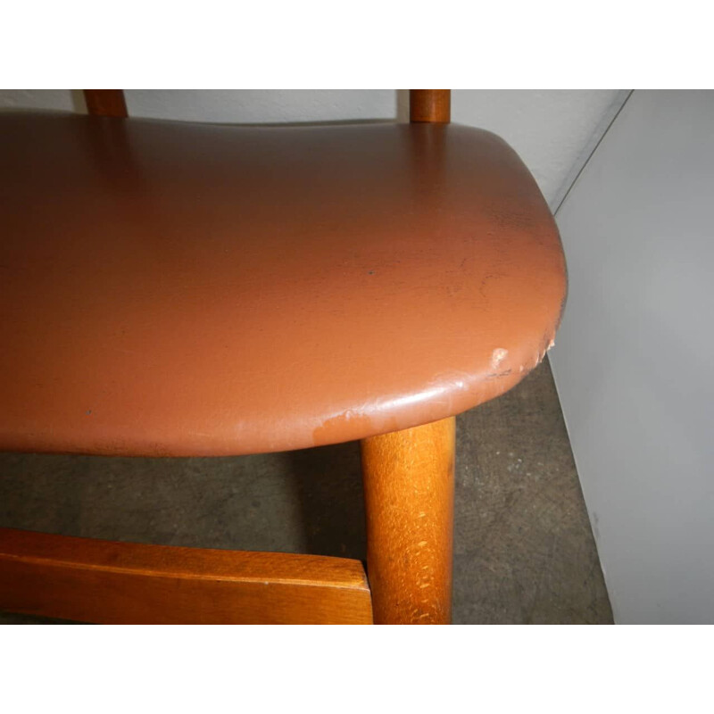 Chaise vintage simple en hêtre 1960