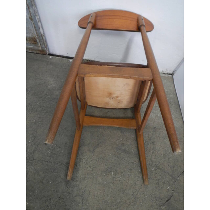 Chaise vintage simple en hêtre 1960