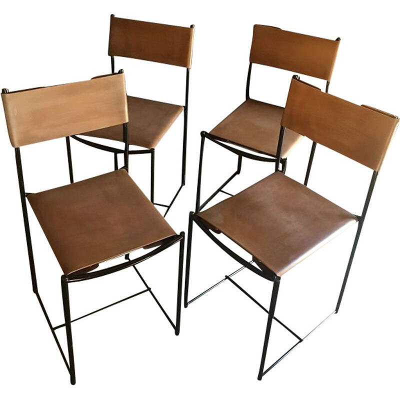 Lot de 4 chaises vintages par Giandomenico Belotti 1980