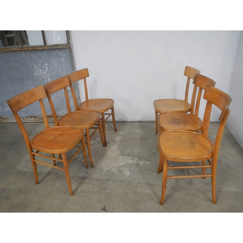 Set of vintage chairs in beech 1950s