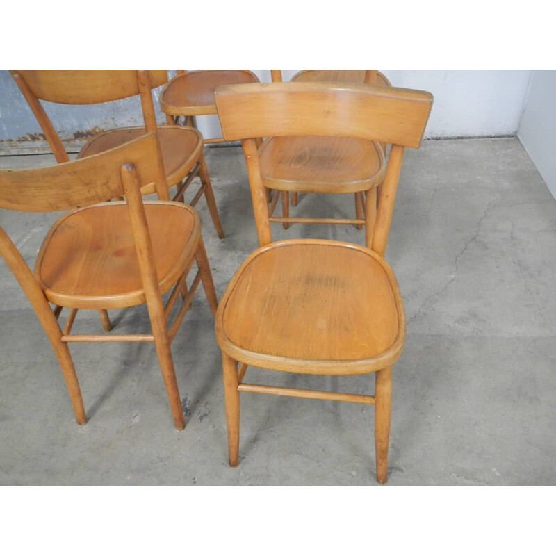 Ensemble de chaises vintage en hêtre 1950
