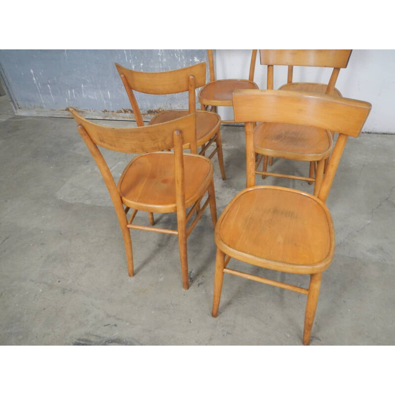 Set of vintage chairs in beech 1950s