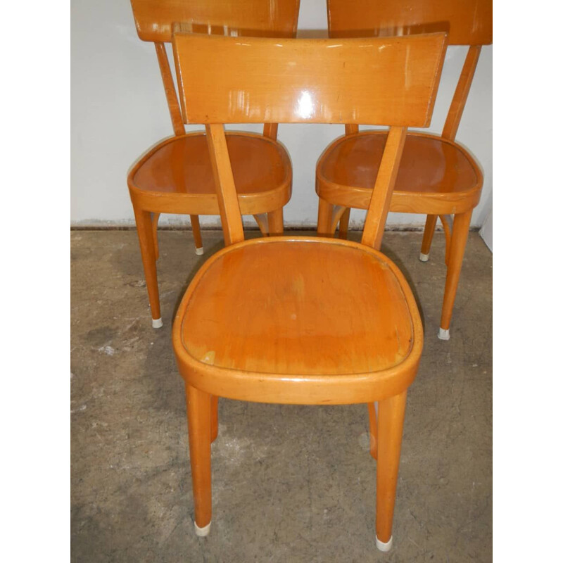Lot de 3 chaises vintage en hêtre 1960