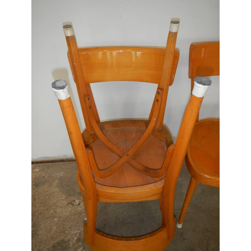 Set of 3 vintage beech chairs 1960s