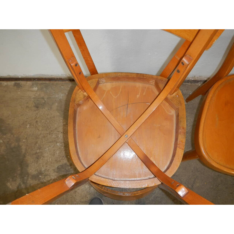 Set of 3 vintage beech chairs 1960s